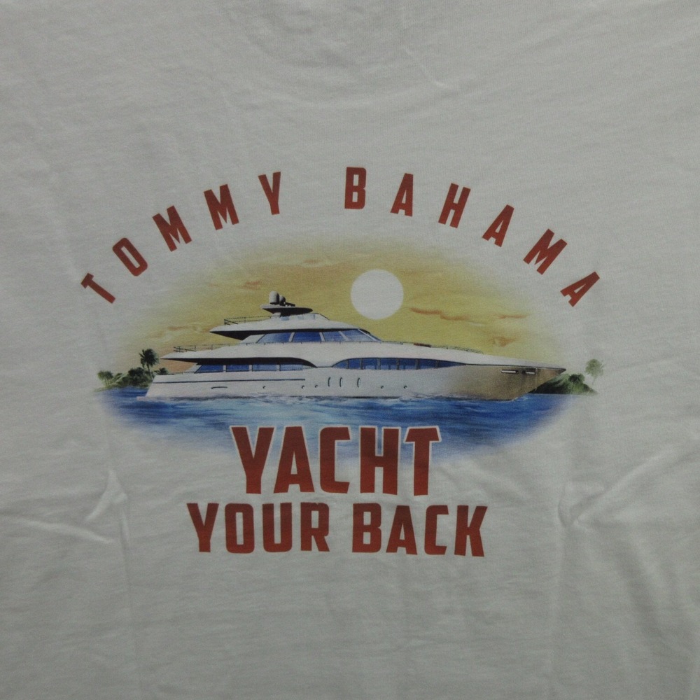 Tommy Bahama Men's Graphic T-Shirt Medium White Yacht Your Back Tee Cotton New
